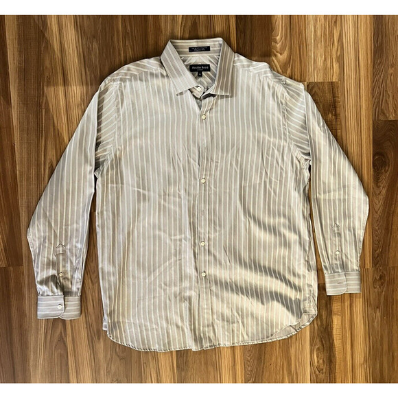 Austin Reed London Bespoke Fit Men's Dress Shirt Gray Stripe Long Sleeve XL - Picture 1 of 6